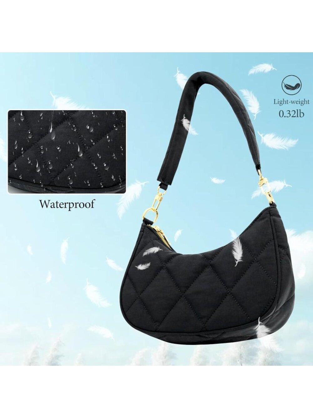 Women's Bags Black Cute Hobo Shoulder Handbags Retro Clutch Stylish Purse - Picture 4 of 6